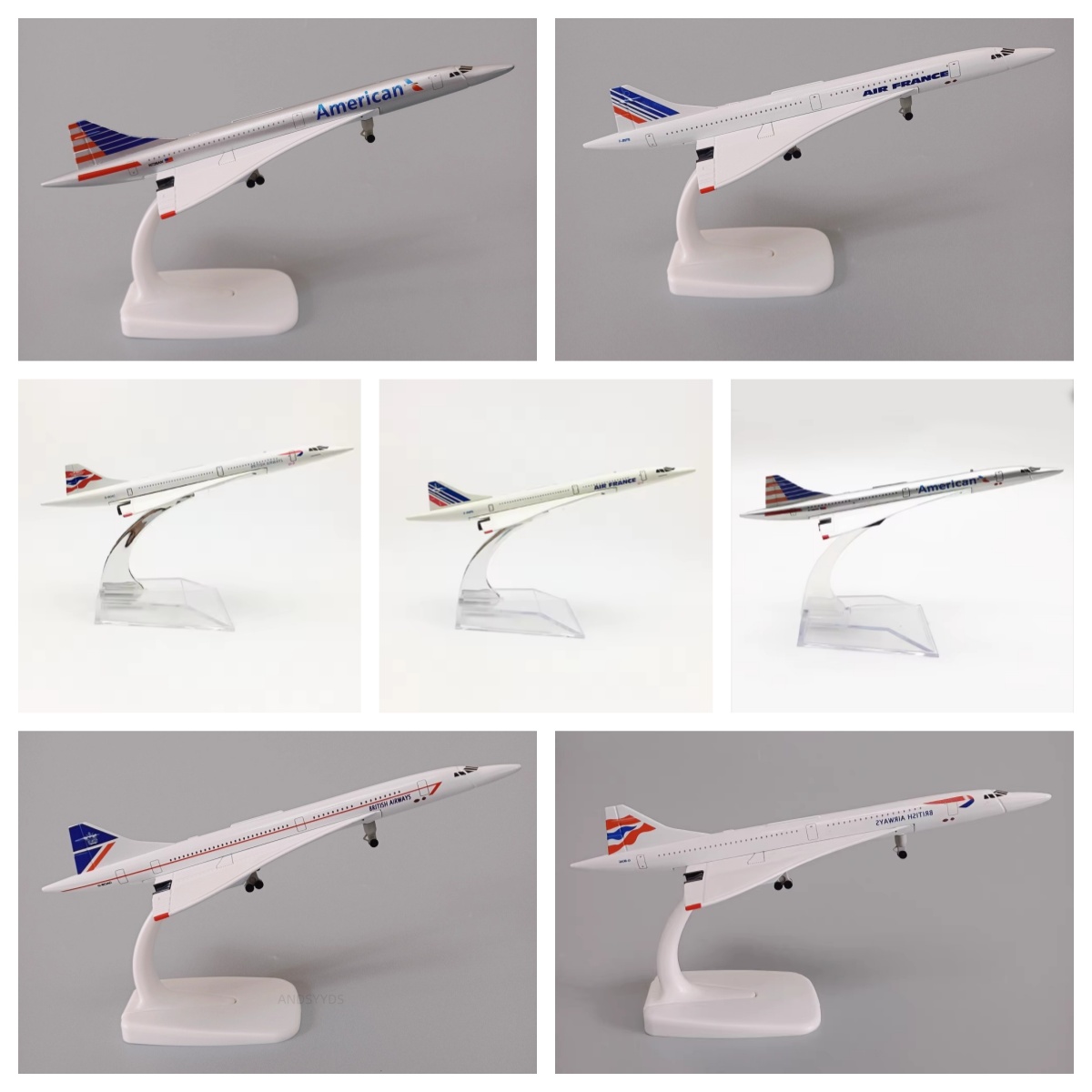 Model Kit Singapore - 16/20 ซม. โมเดลเครื่องบินคอนคอร์ดแอร์ฝรั่งเศส/อังกฤษ/สิงคโปร์/อเมริกัน ไดคาสท์ โลหะผสม เครื่องบินสายการบิน