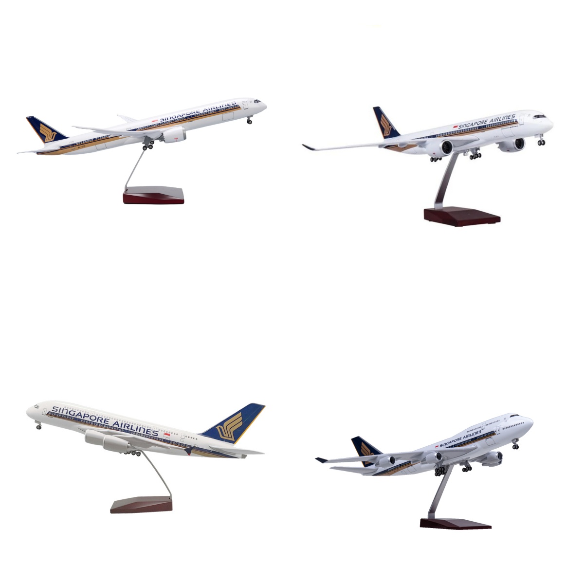 Model Kit Singapore - โมเดลเครื่องบินขนาด 47 ซม. สายการบินสิงคโปร์ B737/787/380/350 เครื่องบินจำลองเรซิ่น