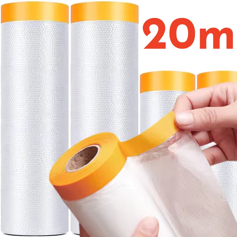Plastic Model Paint - 1 ม้วน 4x20m เทปและผ้าม่าน,Pre-Taped Masking Film,กาวพลาสติกภาพวาดDrop