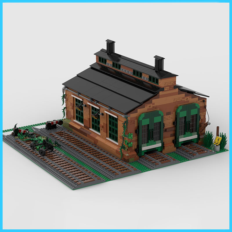 Model Kit Train - MOC ชุดตัวต่ออาคารโรงเก็บรถไฟแบบจำลอง ของเล่นเสริมสร้างทักษะด้านเทคโนโลยีและความคิดสร้างสรรค์ ของขวัญวันเกิด