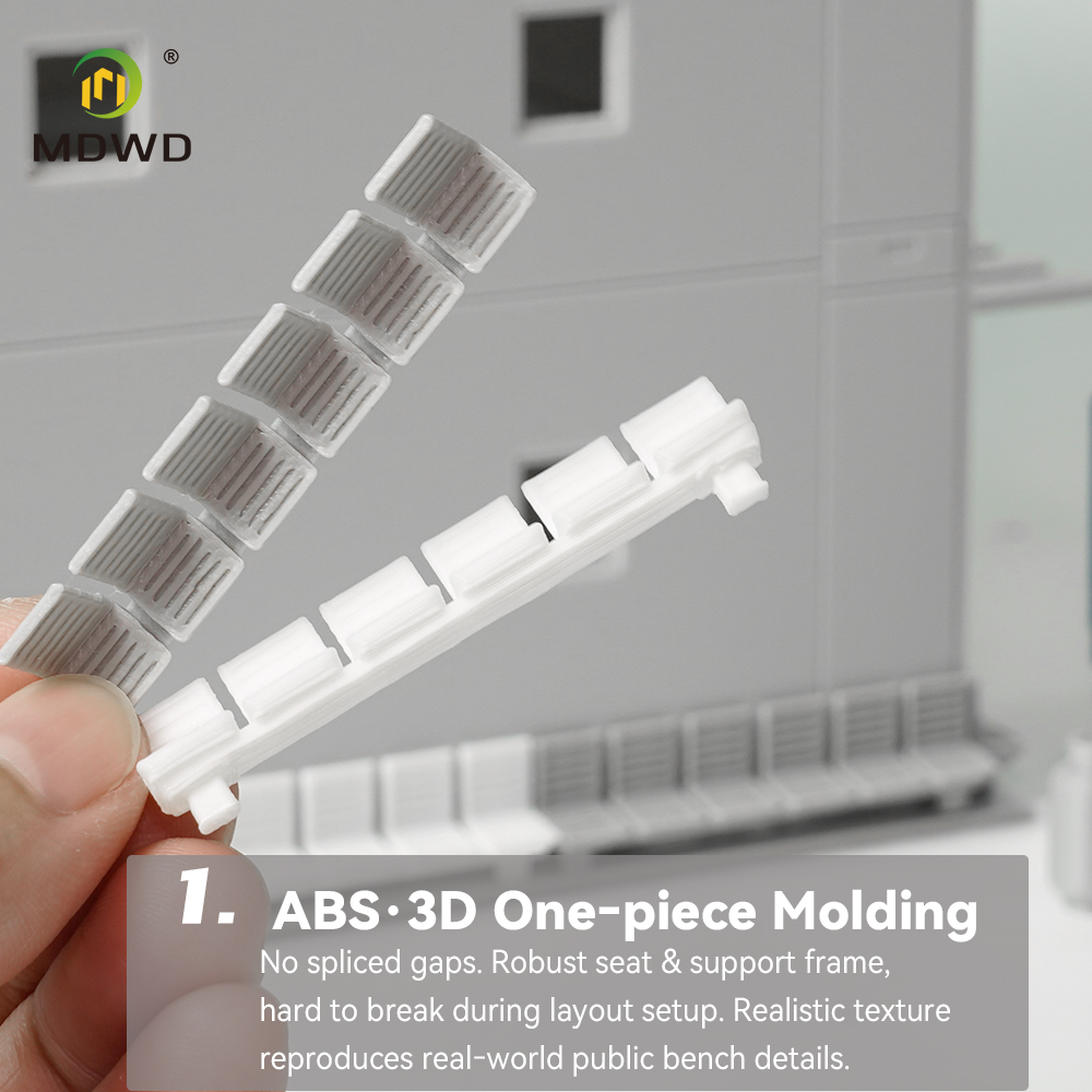 Model Kit Train - โมเดลม้านั่งสาธารณะขนาด HO 1:87 - วัสดุพลาสติก ABS