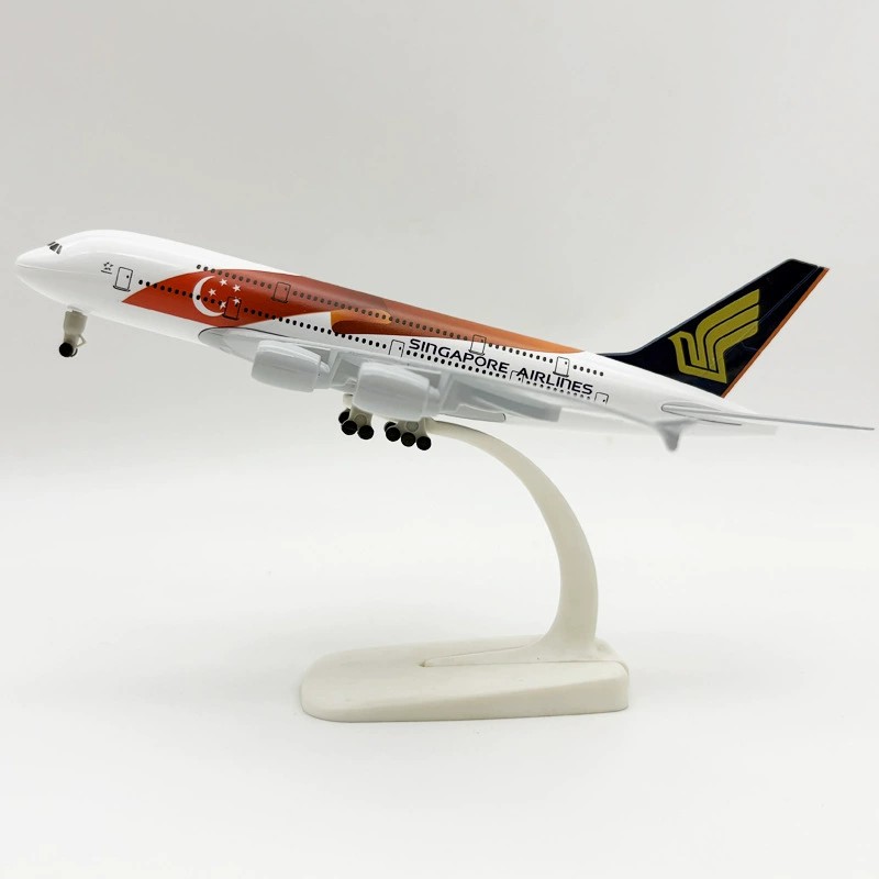 Model Kit Singapore - โมเดลเครื่องบินอัลลอยด์ขนาด 20 ซม. รุ่น A380 สายการบินสิงคโปร์