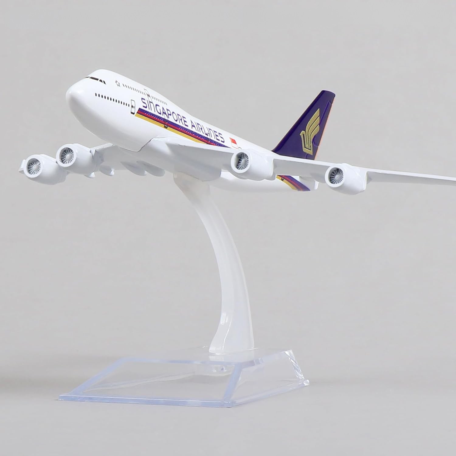 Model Kit Singapore - 747 ชุดโมเดลเครื่องบินโลหะสิงคโปร์ -1/400 B747 โมเดลเครื่องบินไดคาสท์พร้อมขาตั้ง ของเล่นเครื่องบินสำหรับเด็ก