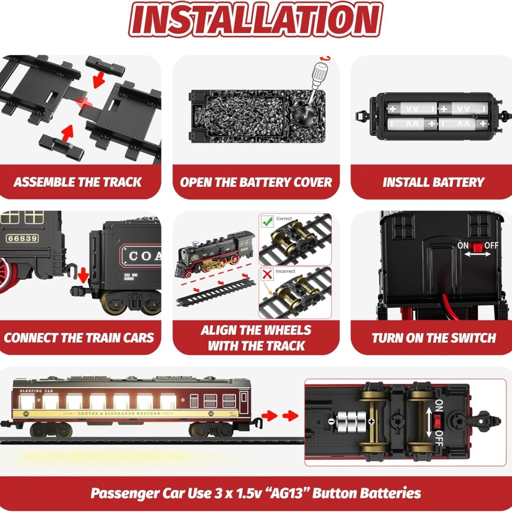 รถไฟของเล่นไฟฟ้าพร้อมไฟและเสีย - Model Kit Train บทวิจารณ์และราคา